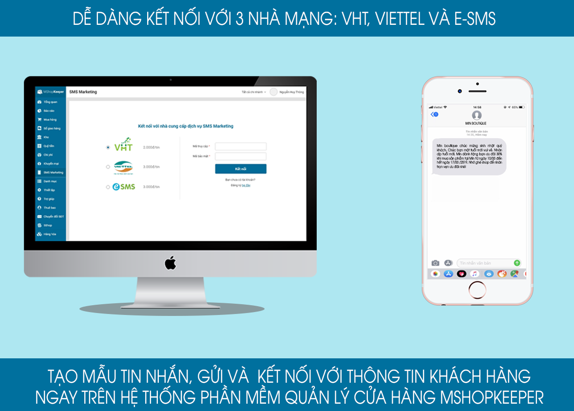 Gửi Sms marketing dễ dàng trên phầm mềm MISA eShop