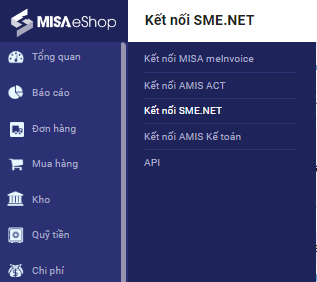 MISA eShop kết nối phần mềm kế toán MISA SME